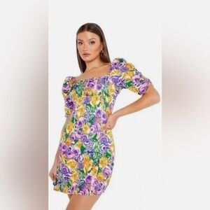 Zara Floral Coquette Girl Babydoll Milk Maid Puff Sleeve Mini Dress Size Small